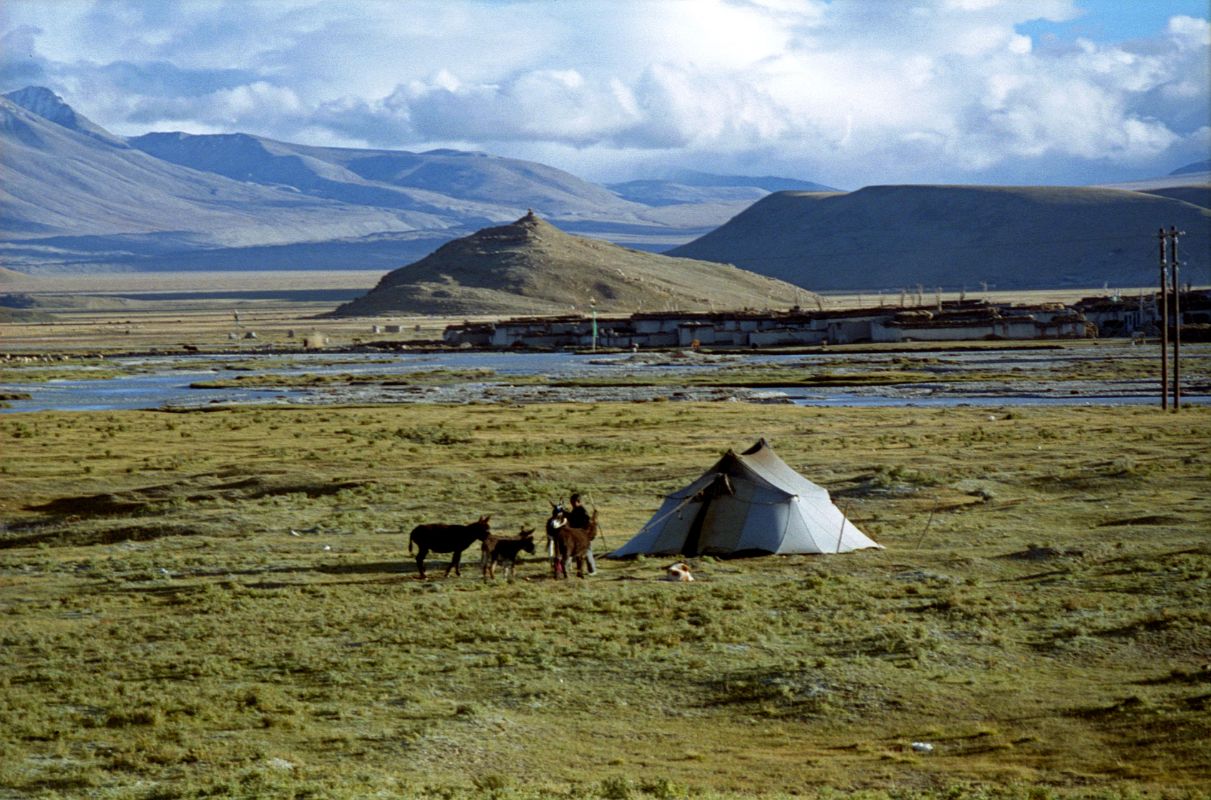 15 Nomad Tent On Tingri Plain With Tingri Village Behind